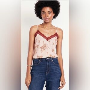 Old Navy Floral Lace Trim Satin Cami Top